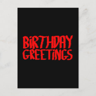 Birthday Greetings. Red and Black. Postcard