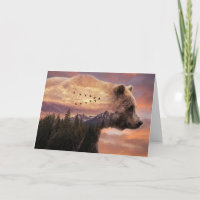 Birthday Grizzly Bear and Mountains