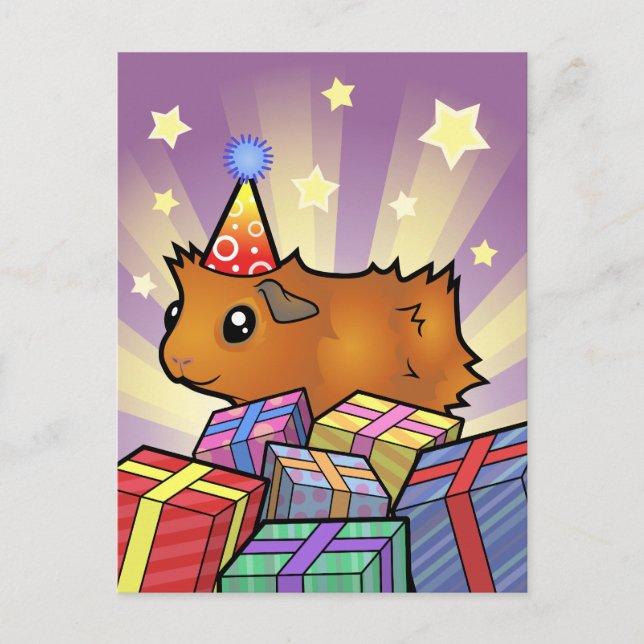 Birthday Guinea Pig (scruffy) Postcard (Front)