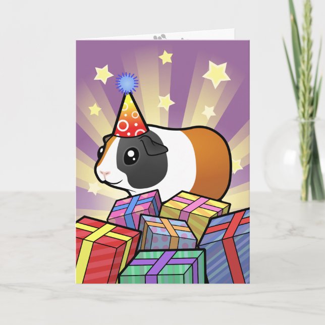 Birthday Guinea Pig (smooth hair) Card (Front)