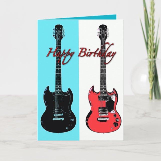 Birthday Guitars Greeting Card (Front)