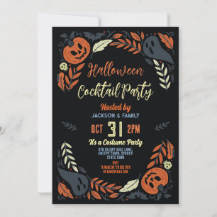 Birthday Halloween Pumpkin Party Ghosts Cocktail Invitation