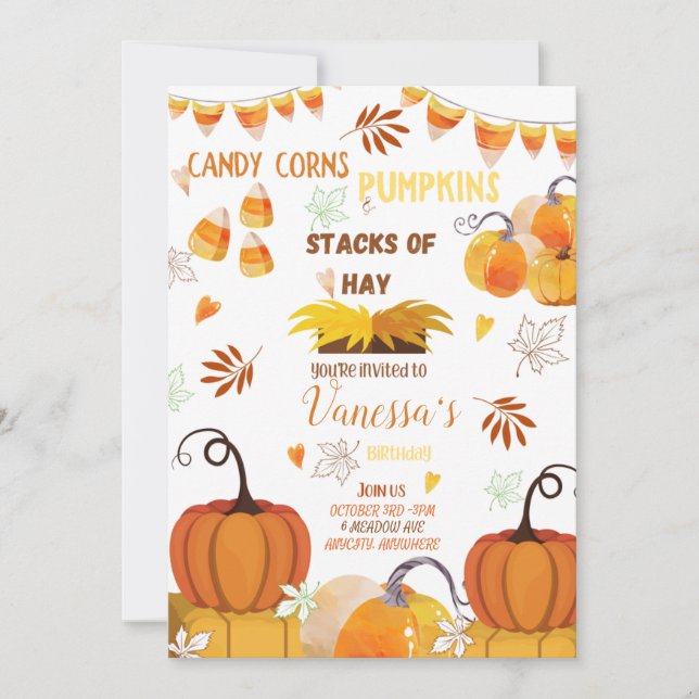 Birthday Harvest Birthday Invitation Card (Front)