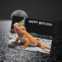 Birthday hat wearing bearded dragon birthday