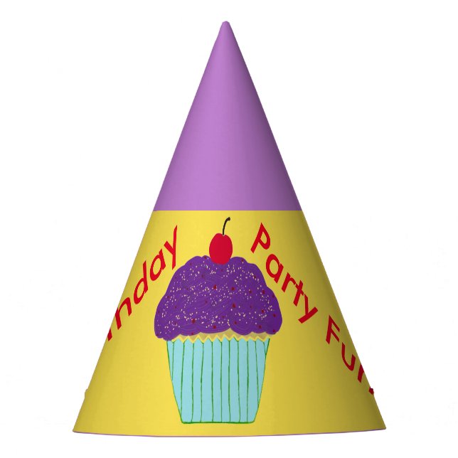 Birthday Hats Purple Frosting Cupcake Balloons (Front)