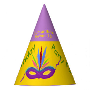 Birthday Hats Purple Mardi Gras Mask Personalized