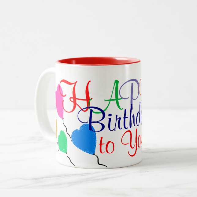 Birthday Heart Balloons Colourful Mug (Front Left)