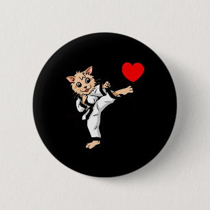 Birthday Heart Birthday Greetings Cat Karate Judo 2 Inch Round Button