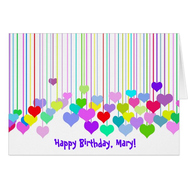 Birthday  hearts on white (Front Horizontal)