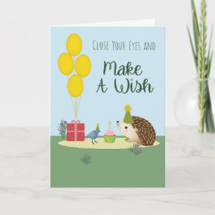 Birthday Hedgehog and Bird Card