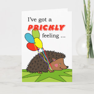 Birthday, Hedgehog With Balloons, Prickly Feeling Card