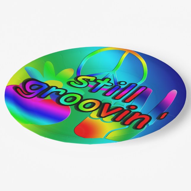 Birthday Hippie Still Grovin Party Plates (Angled)