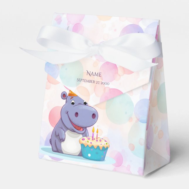Birthday Hippo Favour Box (Front Side)