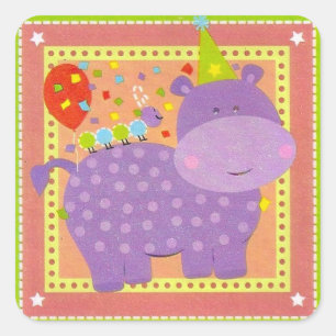 Birthday Hippo Sticker