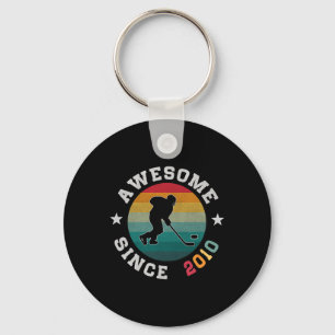 Birthday Hockey Lover Gift 15 Years Old Awesome Si Keychain