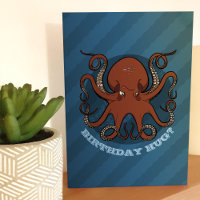 Birthday Hug Octopus Tentacles Cartoon With Text