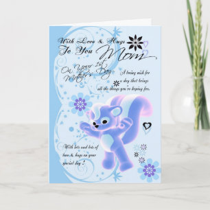 Birthday Hugs for Mom, Mom Birthday Card cute