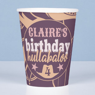 "Birthday Hullabaloo" Western Cowgirl Bday Party Paper Cups