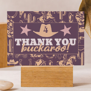 "Birthday Hullabaloo" Western Cowgirl Birthday Thank You Card