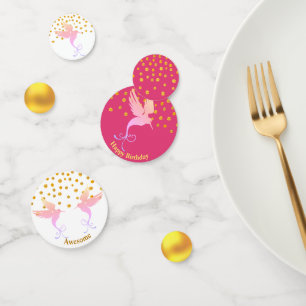 Birthday Hummingbird on Pink & White Confetti