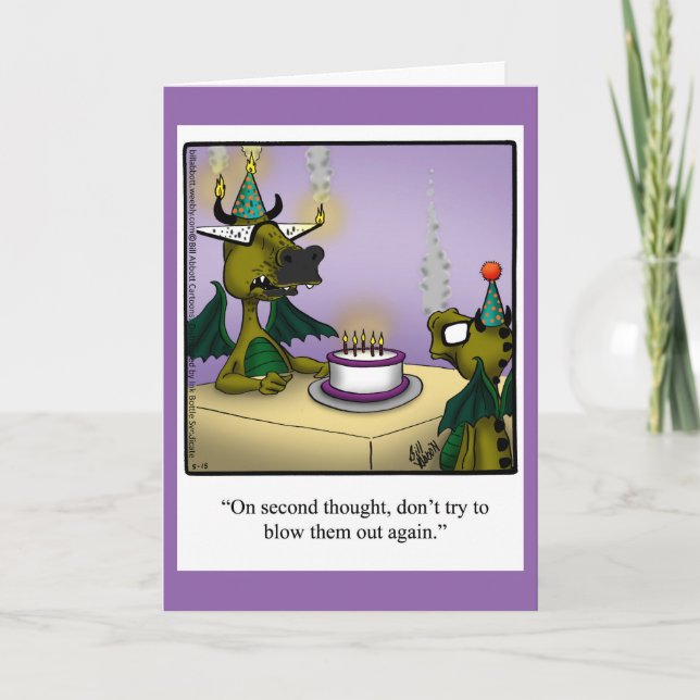 Birthday Humour Dragons Greeting Card For Kids (Front)