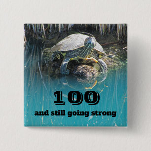 Birthday Humour Turtle Photo Milestone Birthday 2 Inch Square Button
