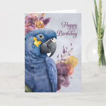 Birthday Hyacinth Macaw Parrot in Blue and Purple