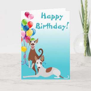 Birthday Ibizan Hound Dog Animal with Balloons Card