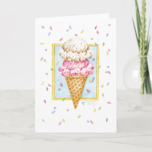 Birthday Ice Cream Cone Double Decker Card