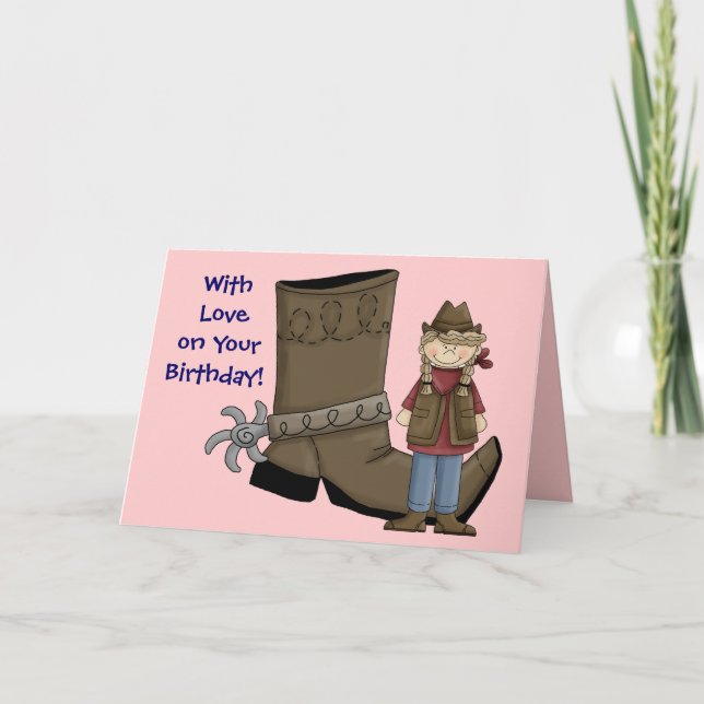 Birthday I'm a Lucky Girl Cowgirl & Card - Western (Front)