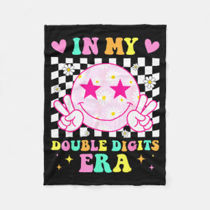 Birthday in double digits era happy face for women fleece blanket