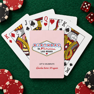 Birthday in Fabulous Las Vegas Blush Pink Playing Cards