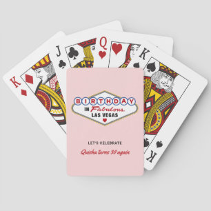 Birthday in Fabulous Las Vegas Pink Playing Cards