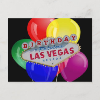 Birthday IN Fabulous Las Vegas Postcard - Balloons
