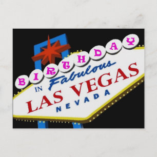 BIRTHDAY IN Fabulous Las Vegas Postcard PINK
