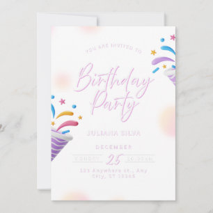 Birthday Invitation Blue Modern Party Design