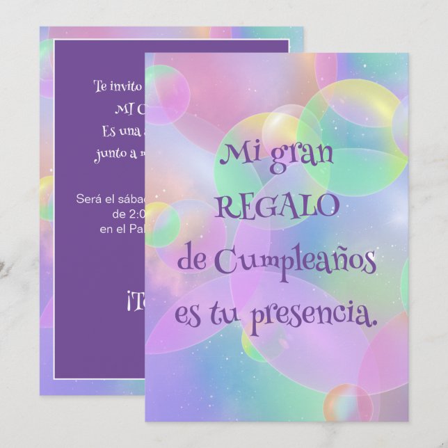 Birthday Invitation - Bubbles (Front/Back)