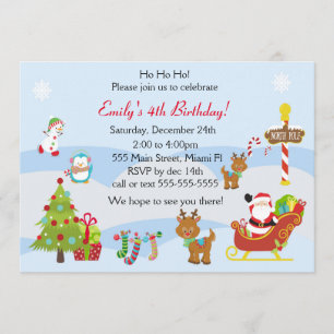 Birthday Invitation Christmas Kids Party