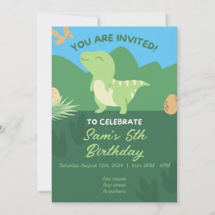 Birthday Invitation cute Dinosaur. Editable.
