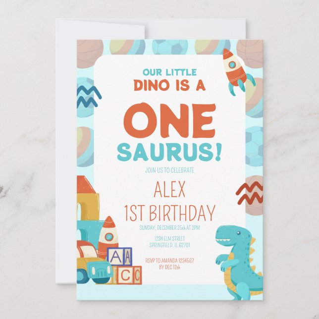 Birthday Invitation – Dino Roar Theme (Devant)
