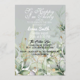 Birthday Invitation | Eucalyptus Greenery Watercol