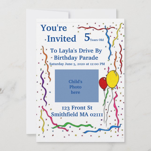 Birthday invitation for child (Front)
