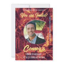 Birthday Invitation for Him with photo C intital