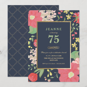 Birthday Invitation - Gold, Elegant Floral