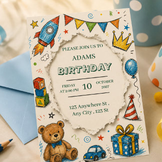 Birthday Invitation Kids Party Invite