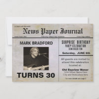 Birthday Invitation NEWS Journal-Insert Photo/AGE