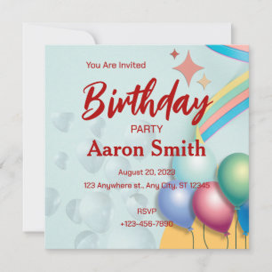 Birthday Invitation Personalize Card