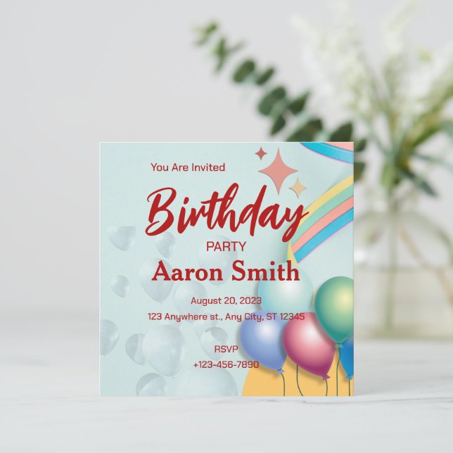 Birthday Invitation Personalize Card (Standing Front)