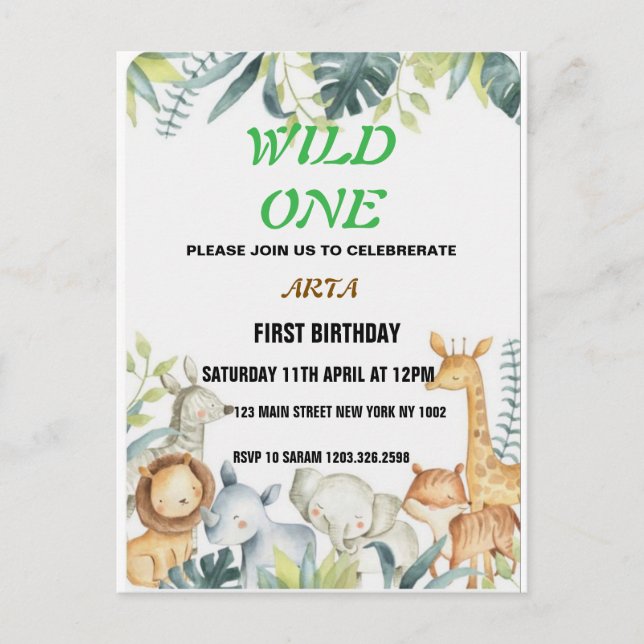 Birthday Invitation Postcard (Front)