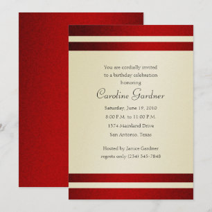Birthday Invitation Red and Ivory